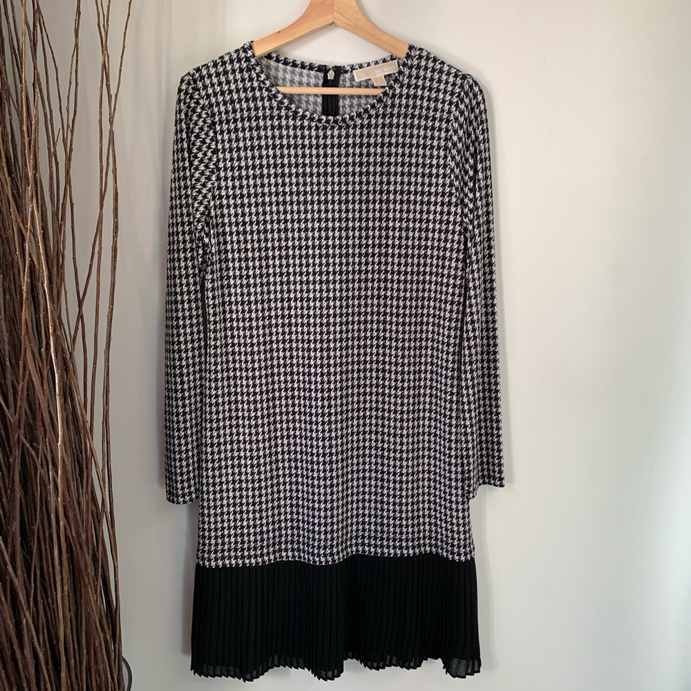 Michael Kors Dress Houndstooth Pleats Womens Size Medium